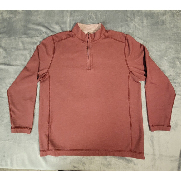 Tommy Bahama Sweater Mens 2XL Quarter Zip Pullover Shirt Size XXL‎ Heather Red - Picture 2 of 7